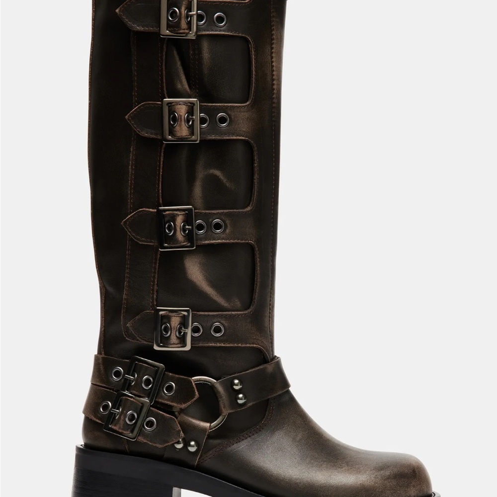 Brown Leather Knee-High Boots
